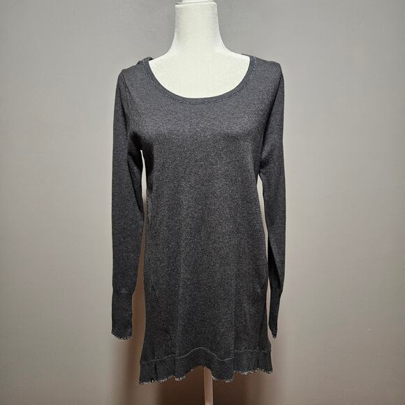 Athleta Oversize Sweater Womens Medium Dark Gray Cozy Cotton Cashmere Blend - Picture 1 of 12